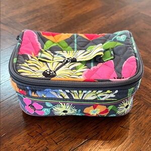 Vera Bradley Floral Quilted Zip Jewelry Pouch -Grey, Pink, Yellow